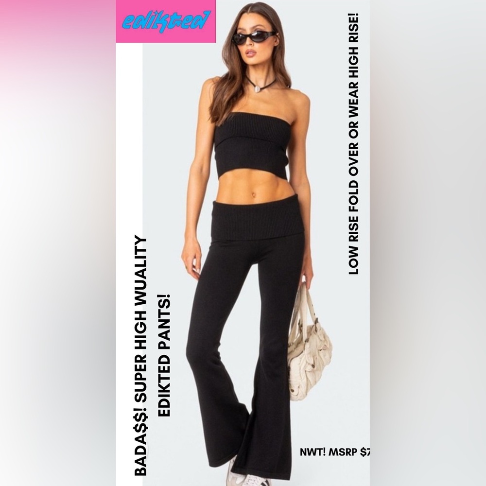 NWT! EDITKED FOLD OVER WARM PANTS! SUPER HIGH QUALITY! WEAR HIGH RISE OR FOLD!